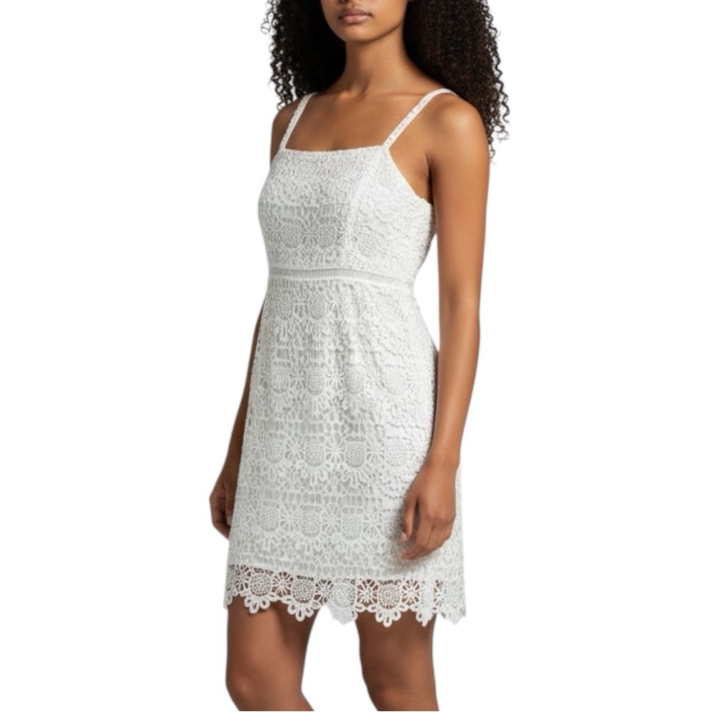 Hollister White Crochet Lace Mini Dress Y2K Size M